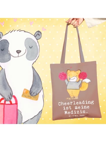 Mr. & Mrs. Panda Tragetasche Fuchs Cheerleader mit Spruch in Braun Pastell