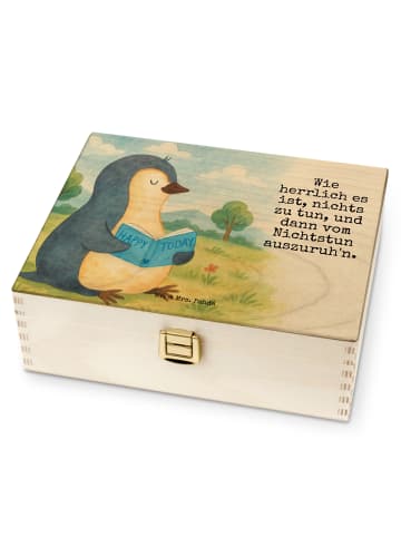 Mr. & Mrs. Panda Teebox Holz Pinguin Buch Design mit Spruch in Weiß