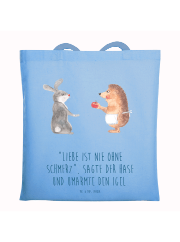 Mr. & Mrs. Panda Tragetasche Hase Igel mit Spruch in Sky Blue