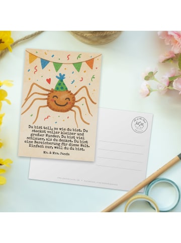 Mr. & Mrs. Panda Postkarte Spinne Agathe Party Design mit Spruch in Weiß