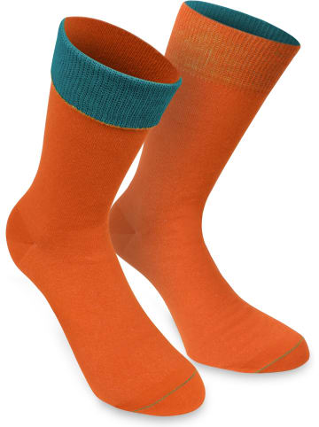 normani 1 Paar Socken Bi-Color in Orange/Türkis