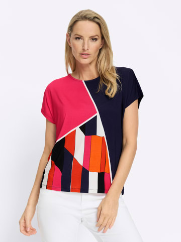 Heine Kurzarmshirt in orange-marine-bedruckt