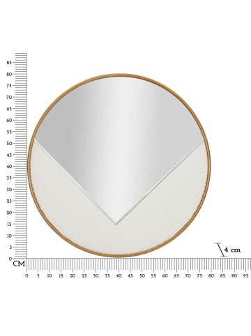 Mauro Ferretti Runder Wandspiegel aus geschnitztem, weißem Holz, Ø 80 x 4 cm