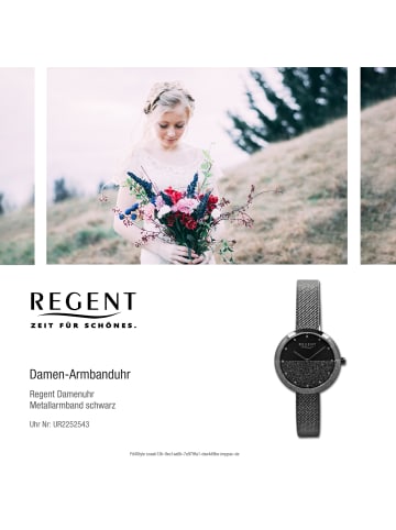 Regent Armbanduhr-Analog schwarz mittel (ca. 32mm) Regent Metallarmband