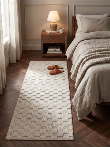 KADIMA DESIGN Flachgewebe-Teppich Schachbrett Grafisch Modern Pflegeleicht in Creme