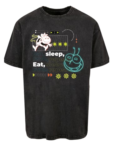 F4NT4STIC Oversize T-Shirt Die Biene Maja Eat Sleep Rave Repeat in schwarz