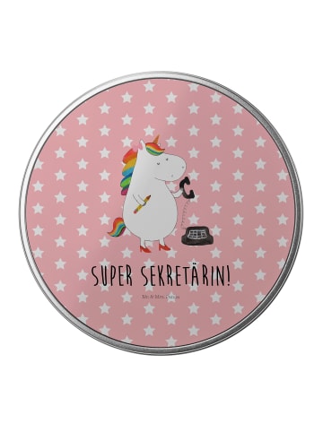 Mr. & Mrs. Panda Kaffeedose Einhorn Sekretärin mit Spruch in Rot Pastell