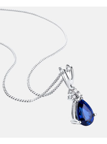 Diamant L'éternel Halskette mit Anhänger aus 375 Weißgold mit Lab Grown Diamant mit Saphir