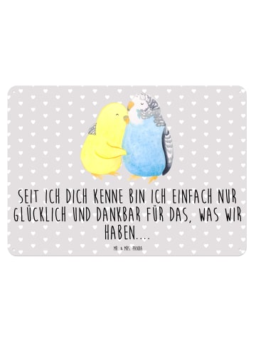 Mr. & Mrs. Panda tafel Wellensittich Liebe mit Spruch in Grau Pastell