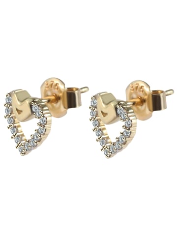 Adeliás Damen Ohrringe – Ohrstecker aus 375 Gold mit Zirkonia in gold