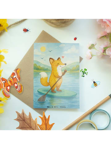 Mr. & Mrs. Panda babykarte Fuchs Stand Up Paddling Design ohne S... in Weiß