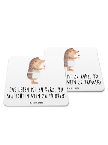 Mr. & Mrs. Panda Untersetzer Igel Wein mit Spruch in Weiß