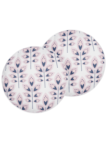 Beliani 2er-Set Gartenkissen TORRETTA in Beige/Rosa/Schwarz