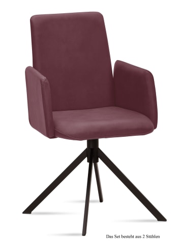 58 aufm Kessel ARMLEHNSTUHL (2er-Set) Drina 52x92x60 Schwarz/Marsala