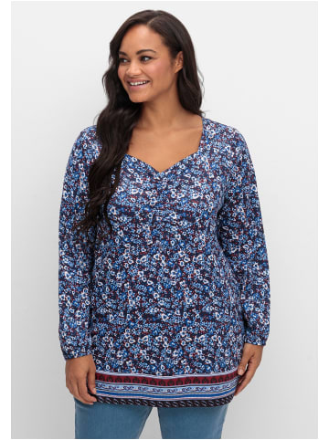 sheego Langarmshirt in marine gemustert
