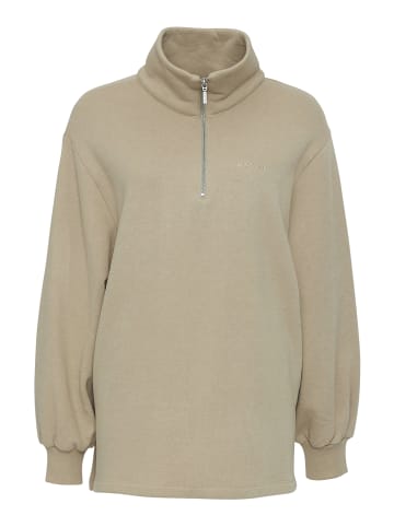 MAZINE Sweatshirt Barry Half Zip in light taupe mel.