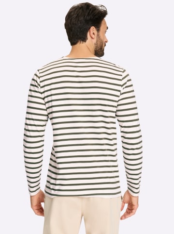 WITT WEIDEN Langarm-Shirt in khaki-ecru-gestreift