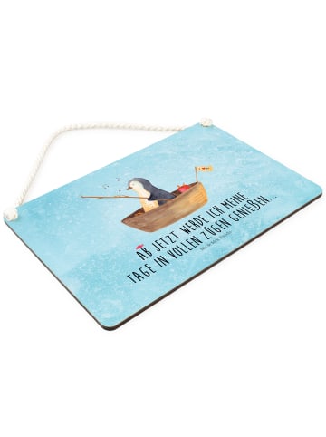 Mr. & Mrs. Panda wandtafel Pinguin Angelboot mit Spruch in Eisblau