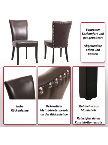 MCW 2er-Set Esszimmerstuhl Edinburgh, Kunstleder, braun, dunkle Beine