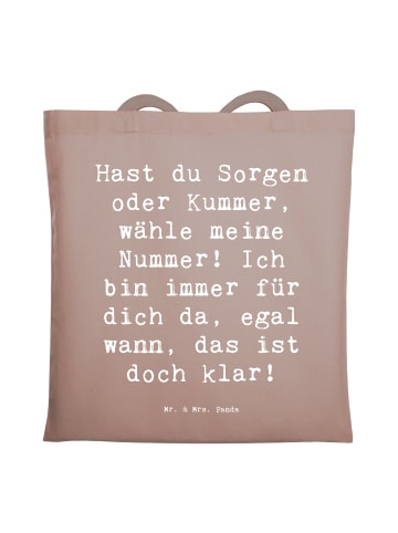 Mr. & Mrs. Panda Tote Bag Spruch Trost Nummer mit Spruch in Braun Pastell