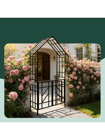 Rosenbogen in Schwarz - (B)148 x (H)247 x (T)43 cm
