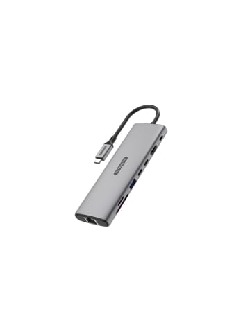 COFI 1453 Sitecom 8 in 1 USB C Hub mit 100W Power Delivery HDMI und LAN in Grau