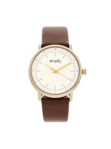 Simplify Die 6200 Lederarmbanduhr in White/Brown