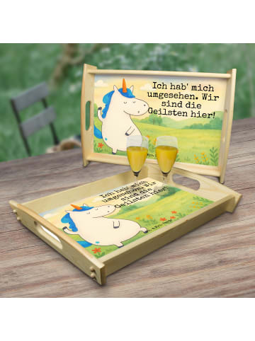 Mr. & Mrs. Panda Tablett Einhorn Mann Design mit Spruch in Weiß