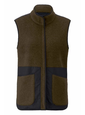 Hessnatur Hessnatur Wollfleece-Weste Patch Regular aus Bio-Merinowolle in vintage oliv