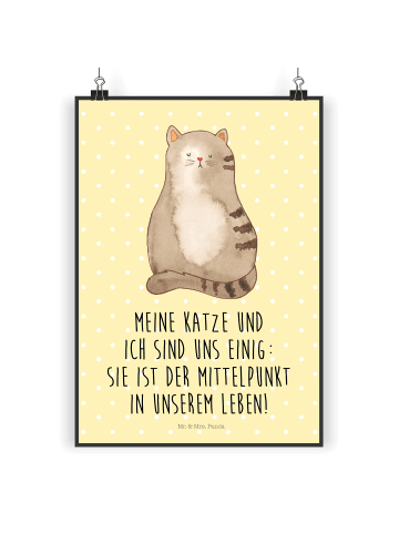 Mr. & Mrs. Panda wanddeko Katze Sitzen mit Spruch in Gelb Pastell
