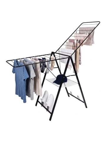 relaxdays Wäscheständer in Schwarz - (B)171 x (H)104,5 x (T)58 cm