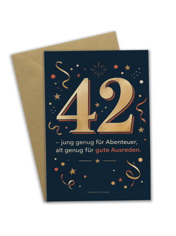 Geburtstagskarte 42. Geburtstag Zahl elegant De... in Weiß