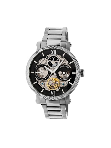 Heritor Aries Skelett-Zifferblatt-Armbanduhr in Silver/Black