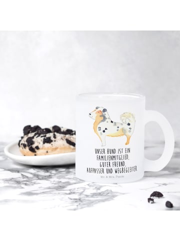 Mr. & Mrs. Panda Teetasse Glas Hund Australien Shepherd mit Spruch in Transparent