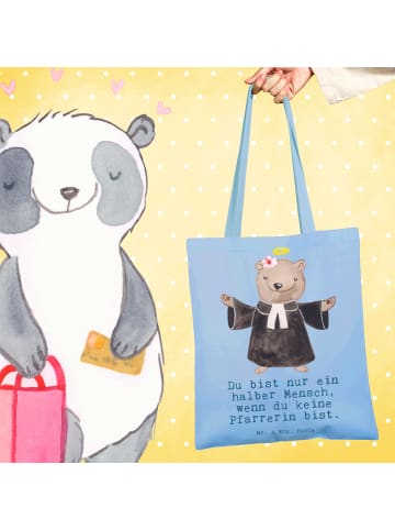 Mr. & Mrs. Panda totebag Pfarrerin Herz mit Spruch in Sky Blue