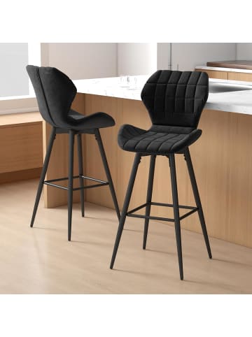 COSTWAY 2er Barhocker Set in Schwarz