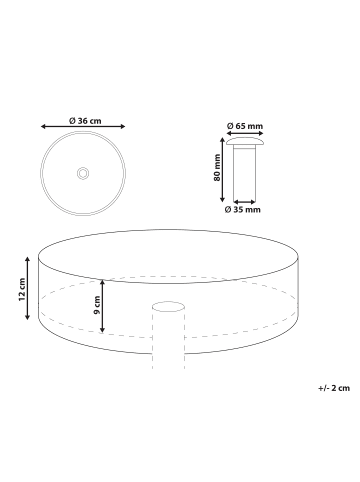 Beliani Waschbecken CALIG in Weiß - (W) 36 x (H) 12 x (L) 36 cm