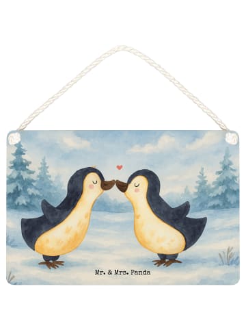 Mr. & Mrs. Panda Wandschild Pinguin Liebe Design ohne Spruch in Weiß