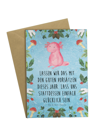 Mr. & Mrs. Panda Glückwunschkarte Axolotl Glücklich mit Spruch in Eisblau