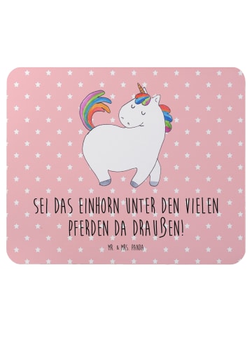 Mr. & Mrs. Panda Mauspad Einhorn Stolzieren mit Spruch in Rot Pastell