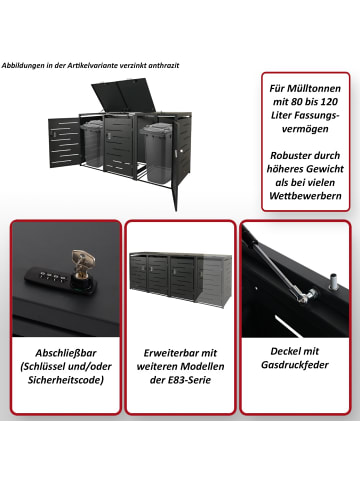MCW 3er-Mülltonnenverkleidung E83, Anthrazit, Stahl 75kg