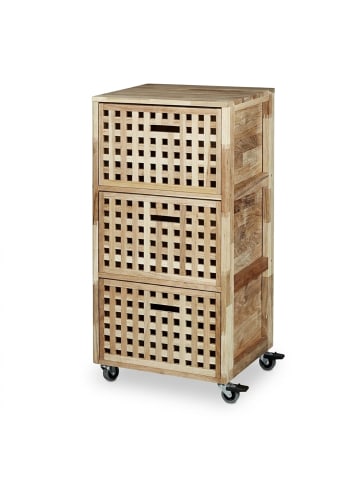 relaxdays Rollcontainer in Natur - (B)40,5 x (H)91,5 x (T)40,5 cm