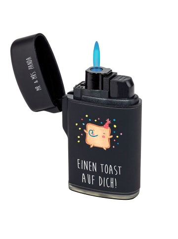 Mr. & Mrs. Panda Feuerzeug Toast Party mit Spruch in Schwarz
