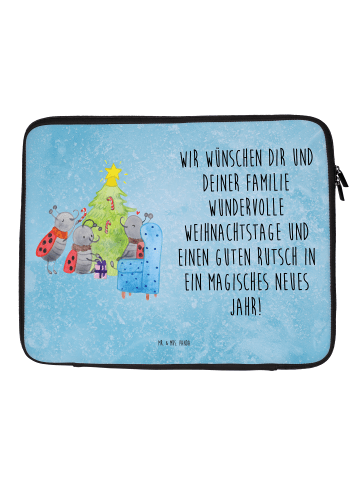 Mr. & Mrs. Panda Laptop Hülle Weihnachten Smörle mit Spruch in Eisblau