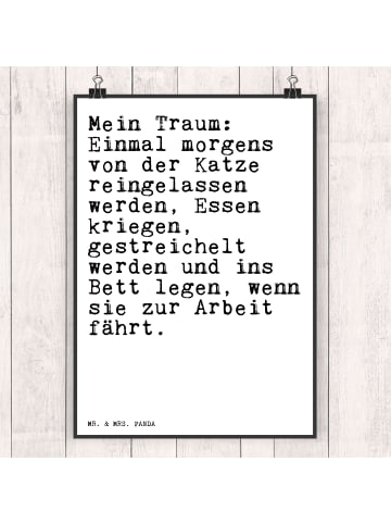 Mr. & Mrs. Panda Wandbild Mein Traum: Einmal morgens... mit Spruch in Weiß