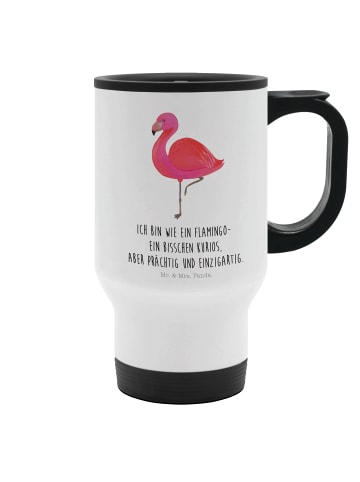 Mr. & Mrs. Panda Thermobecher Flamingo Classic mit Spruch in Weiß