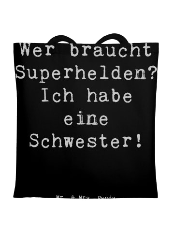 Mr. & Mrs. Panda Tote Bag Spruch Liebe Schwester mit Spruch in Schwarz
