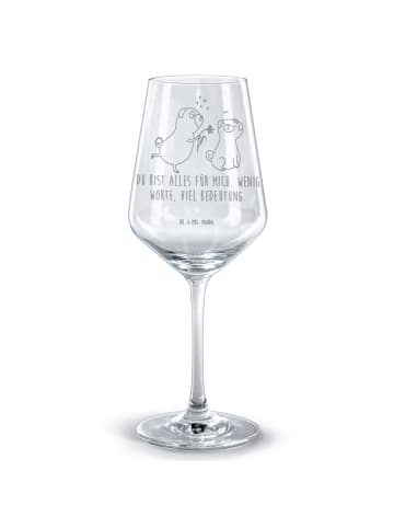 Mr. & Mrs. Panda Rotwein Glas Mops Verliebt mit Spruch in Transparent