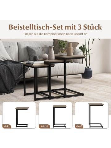 COSTWAY Beistelltische 3er Set in Grau