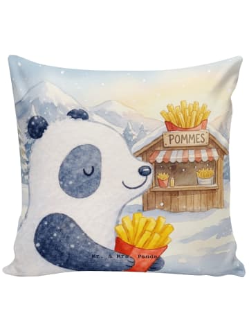 Mr. & Mrs. Panda Kissen Panda Winter Pommes Design ohne Spruch in Weiß